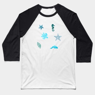 Ocean pattern animals set Baseball T-Shirt